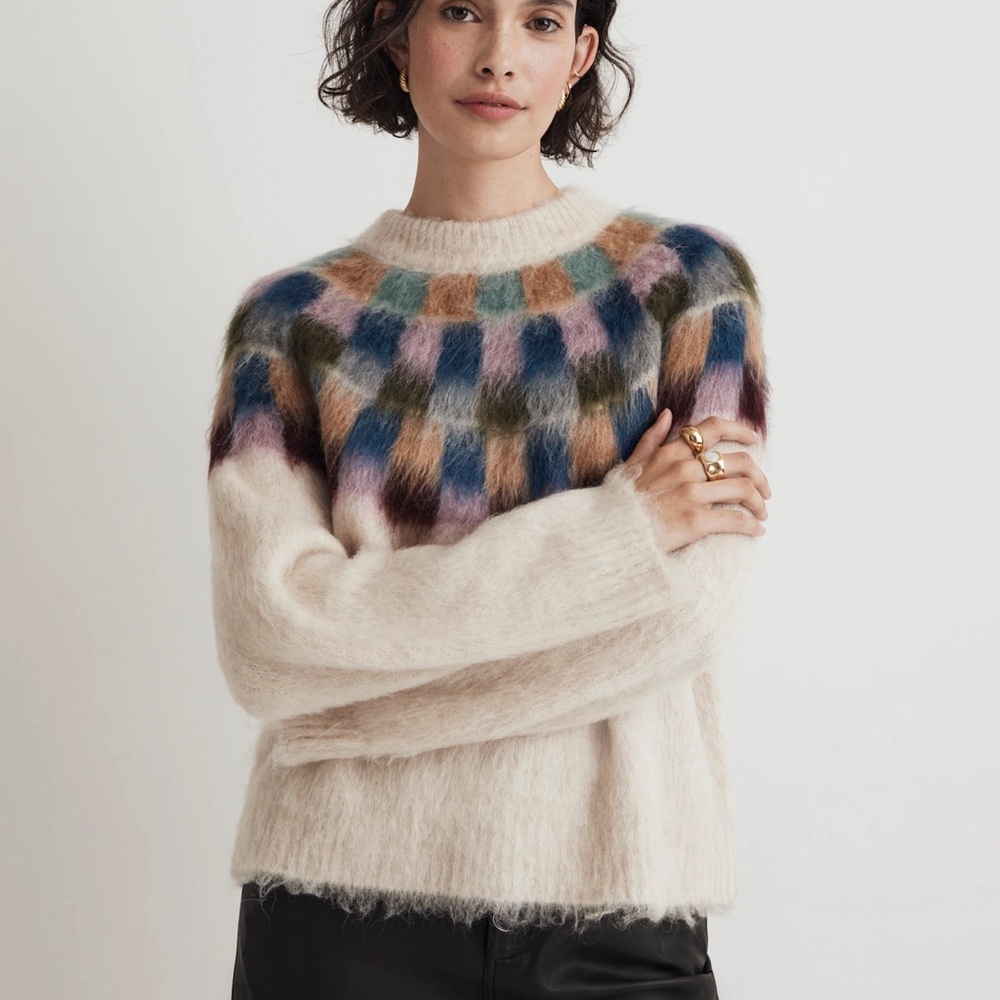 Madewell nwt checkered sweater size XS so soft!!